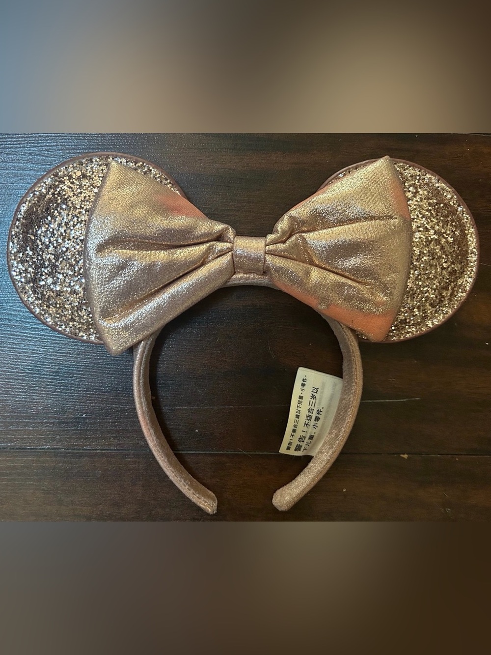 Rose Gold Glitter Minnie Mouse Ears Headband